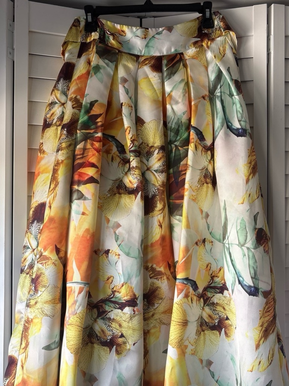 Floral A-Line Maxi Skirt in Yellow and Green - Picture 3 of 3